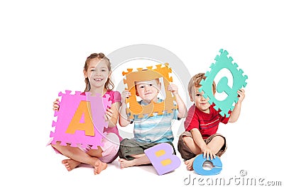 Children learning fun kids alphabet ABC letters Stock Photo