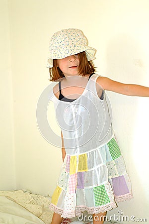 Children-Little Girl Silly Dress Stock Photo