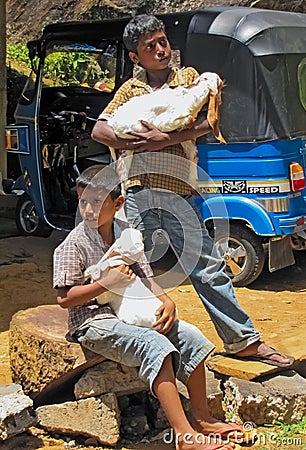 Children of a local farmer in Sri Lanka Editorial Stock Photo