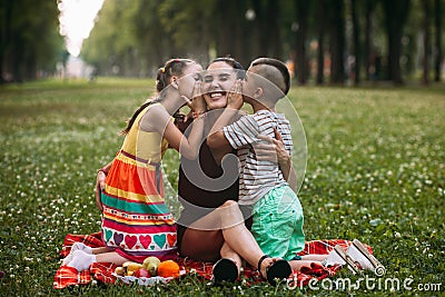 Children love mother nature picnic concept. Stock Photo