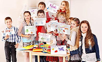 Children making card. Stock Photo