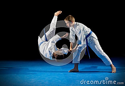 Children martial arts fighters Stock Photo