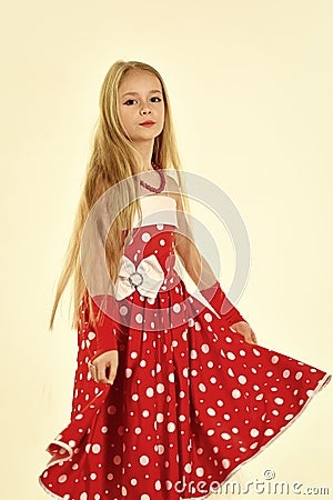 Children model. portrait of pretty small girl child with long hair. potrait of little girl child. Stock Photo