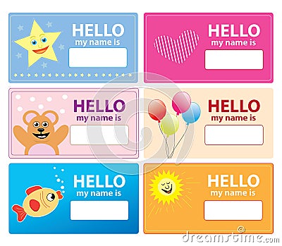 Children name cards Stock Photo