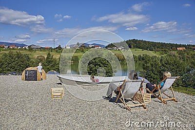 Children natural playground near Smartinsko lake, Celje Editorial Stock Photo