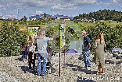 Children natural playground near Smartinsko lake, Celje Editorial Stock Photo