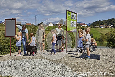 Children natural playground near Smartinsko lake, Celje Editorial Stock Photo