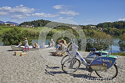 Children natural playground near Smartinsko lake, Celje Editorial Stock Photo