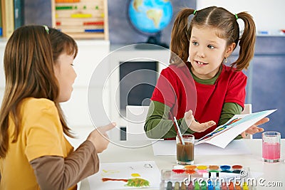 Children painting in art class Stock Photo