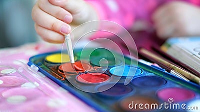 Children painting creativeness horizontal background paintbrush palette Stock Photo