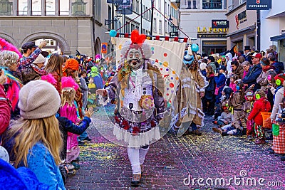 Children parade of the Fasnacht Carnival, Lucerne Editorial Stock Photo
