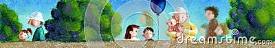 Children park banner Cartoon Illustration