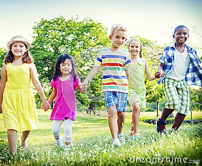 Children Park Friends Friendness Happiness Playful Concept Stock Photo