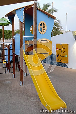 Children Park Play House Slide Pattern Maze Stock Photo