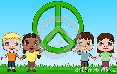 Children and Peace Vector Illustration