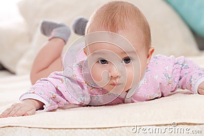 Children, people, infancy and age concept - beautiful happy baby Stock Photo