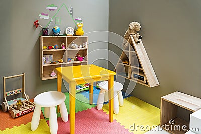 Children play area with toys and furniture Editorial Stock Photo