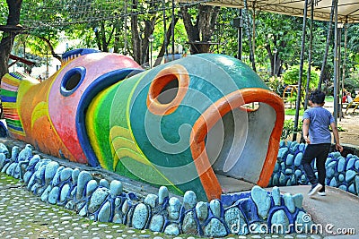 Children playground fish tunnel in Manila, Philippines Editorial Stock Photo