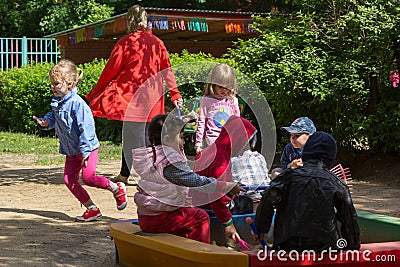 Children on the playground in nursery school Editorial Stock Photo
