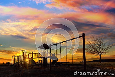 Children Playground at Sunset in Happy Valley OR Stock Photo