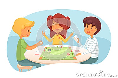 Children playing board game vector illustration Vector Illustration