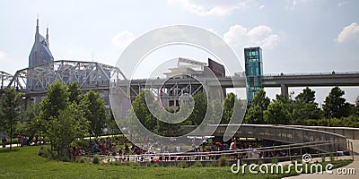 Children playing in Cumberland Park in Downtown Nashville, TN Editorial Stock Photo