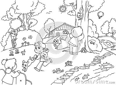 Children playing hide and seek vector Vector Illustration