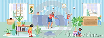 Children playing hide and seek at home vector Vector Illustration