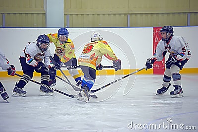 Children playing hockey Editorial Stock Photo