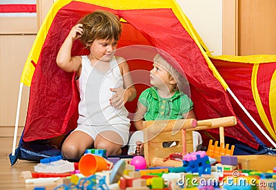 Children playing at home Stock Photo