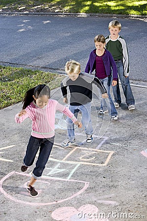 Children Playing Hopscotch Stock Photos - Image: 16899543