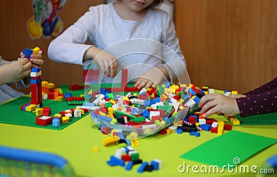 Children playing with lego Editorial Stock Photo