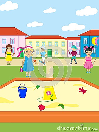 Children playing. Vector Illustration