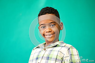 Children Portrait Young Boy Smiling Happy Black Male Child Stock Photo