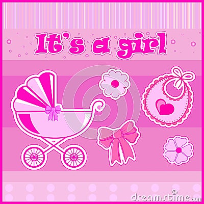children postcard for a girl at birth Stock Photo