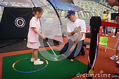 Children practice golf Editorial Stock Photo