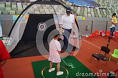 Children practice golf Editorial Stock Photo