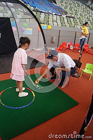 Children practice golf Editorial Stock Photo