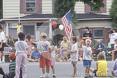 Children preparing for the Fourth of July parade Editorial Stock Photo