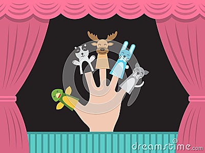 Children puppet theatre Vector Illustration