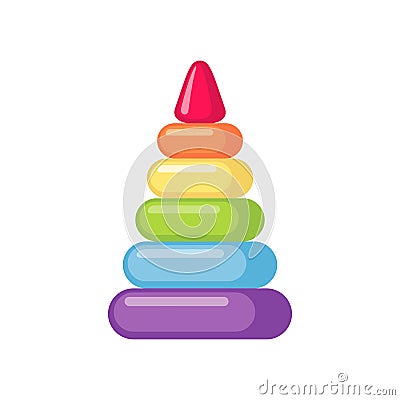 Children pyramid toy icon in flat style isolated on white background Vector Illustration