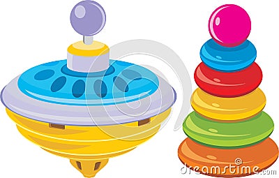 Children pyramid and whirligig toy Vector Illustration