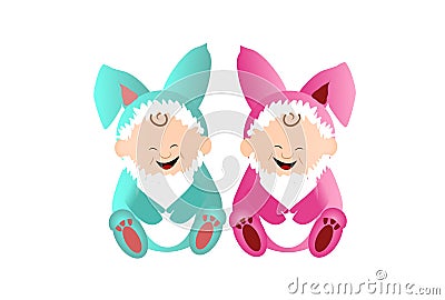 Children rabbits Stock Photo