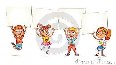 Children are raised up placard Vector Illustration