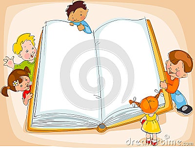Children reading book Vector Illustration