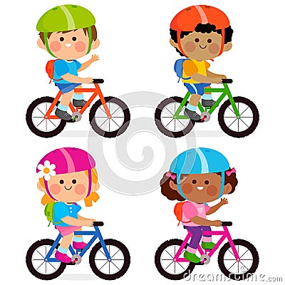 Children riding bicycles. Vector illustration Vector Illustration