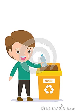 Children rubbish for recycling, Illustration of Kids Segregating Trash, recycling trash, Save the World , male recycling Vector Illustration