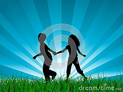 Children running Vector Illustration