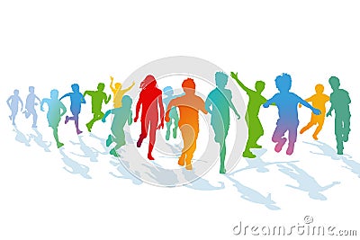 Children running and jumping Vector Illustration