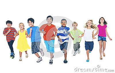 Children Running Playing Together Enjoyment Cute Concept Stock Photo